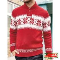 Plus Size Men's Christmas Elements Print Sweater For Fall Winter